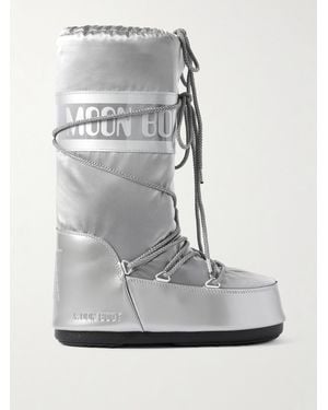 Moon Boot Icon Glance Metallic Shell And Pvc Snow Boots - Grey