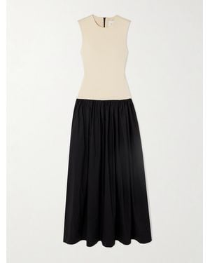 Esse Studios Two-Tone Stretch-Knit And Organic Cotton-Poplin Maxi Dress - White
