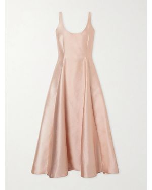 BERNADETTE Charles Paneled Pebble-Crepe Midi Dress - Pink
