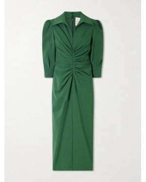 Carolina Herrera Rouched Wool-Blend Midi Dress - Green