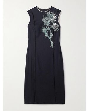 Jason Wu Embellished Paneled Woven Midi Dress - Blue