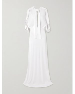 16Arlington Elian Tie-Neck Draped Stretch-Jersey Maxi Dress - White