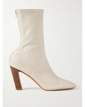 KHAITE Leather Ankle Boots - Natural