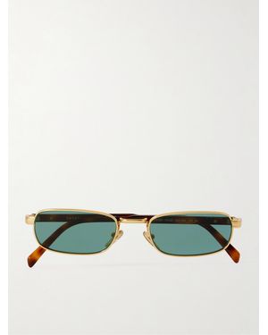 Prada Goldfarbene Sonnenbrille Mit Rechteckigem Rahmen Und Details Aus Azetat - Grün