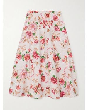 Mary Katrantzou Etta Floral-Print Cotton-Poplin Midi Skirt - Pink