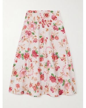 Mary Katrantzou Etta Floral-Print Cotton-Poplin Midi Skirt - Pink