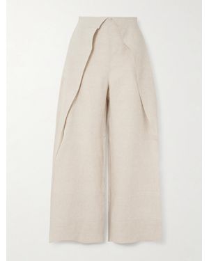 ANDRES OTALORA De Estaciones Layered Linen Wide-Leg Trousers - Natural