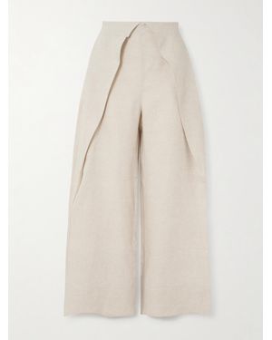 ANDRES OTALORA De Estaciones Layered Linen Wide-Leg Trousers - Natural