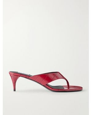 Alaïa Infra 55 Croc-Effect Leather Sandals - Pink