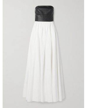 Gabriela Hearst Lehti Strapless Linen And Leather Maxi Dress - White