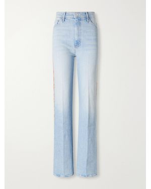 Mother The Saloon Sneak Printed High-Rise Straight-Leg Jeans - Blue