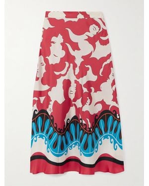 La DoubleJ Mother Lungomare Midirock Aus Bedrucktem Seiden-Twill - Rot