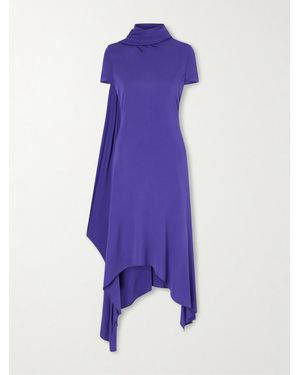 Acne Studios Tie-Detailed Asymmetric Jersey Midi Dress - Purple