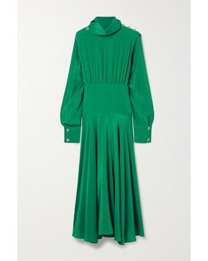 Christopher Kane Crystal-Embellished Pleated Crepe De Chine Midi Dress - Green