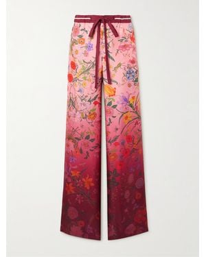 Gucci Hose Mit Weitem Bein Aus Bedrucktem Seiden-Twill - Rot
