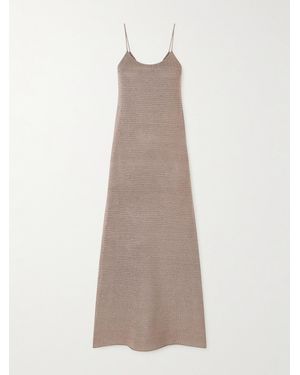 Veronica de Piante Liliana Crocheted Silk Maxi Dress - Natural