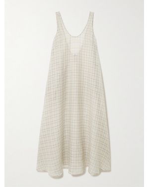 Leset Carmen Checked Cotton And Silk-Blend Maxi Dress - White
