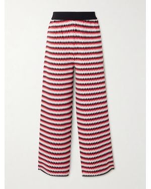 La DoubleJ Cropped Wide-Leg Jacquard-Knit Trousers - Red