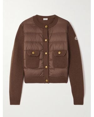 Moncler Archivio Dna Ribbed Wool And Shell Down Cardigan - Brown
