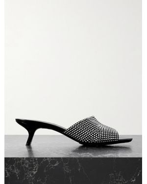 Loewe Petal Crystal-Embellished Suede Mules - Black