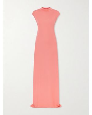 Tom Ford Open-Back Asymmetric Knotted Crepe-Jersey Maxi Dress - Pink
