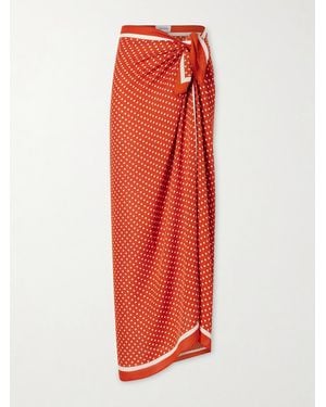 Matteau Polka-Dot Silk-Georgette Pareo - Red