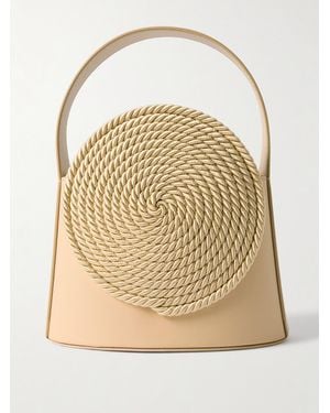 D'Estree Gunther Raffia-Trimmed Leather Tote Bag - Natural