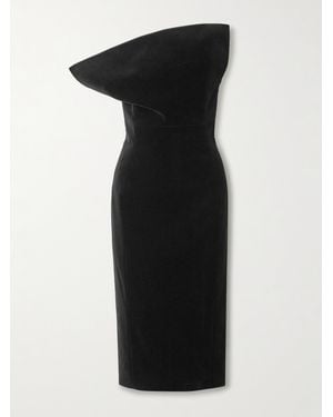 KHAITE Sato Strapless Draped Velvet Dress - Black