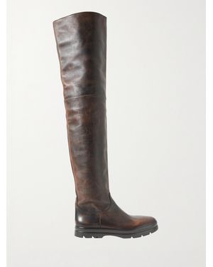 The Row Billie Leather Over-The-Knee Boots - Brown