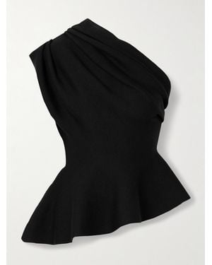 KHAITE Aimee Asymmetrisches Oberteil Aus Einer Wollmischung Mit Schößchen - Schwarz