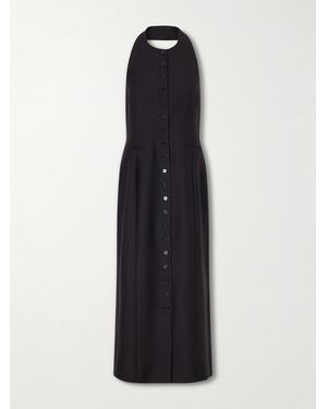 Heirlome Sarah Halter-Neck Wool And Silk-Blend Midi Dress - Blue