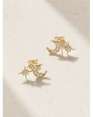 Sydney Evan Moon 14-Karat Diamond Earrings - Natural