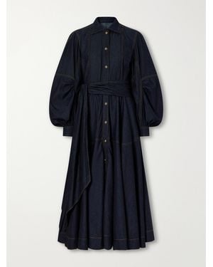 Zimmermann Belted Denim Midi Dress - Blue