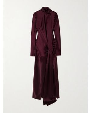 Galvan London Emilie Tie-Detailed Satin Gown - Purple