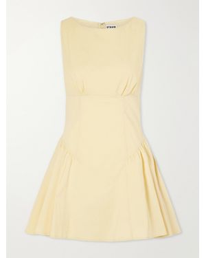 STAUD Gwen Paneled Cotton-Blend Poplin Mini Dress - Yellow