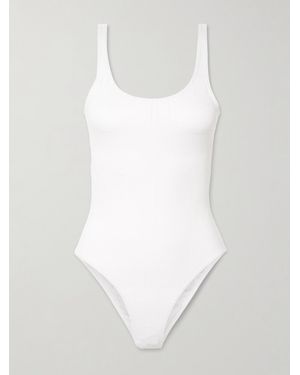 TOTEME Ribbed Pointelle-Knit Recycled Swimsuit - White