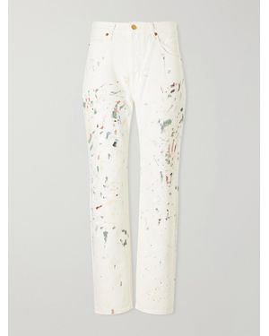 Jamie Haller The Slouch Paint-Splattered Low-Rise Boyfriend Jeans - White