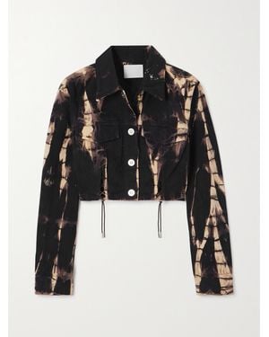 Dion Lee Cropped Fringed Printed Denim Jacket - Black
