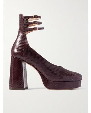 Chloé Loti Snake-Effect Leather Platform Court Shoes - Purple