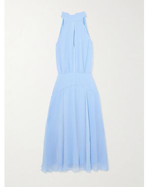 STAUD Camryn Cutout Crepon Midi Dress - Blue