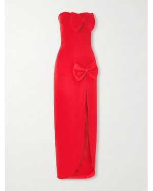 Alessandra Rich Strapless Bow-Embellished Cady Gown - Red