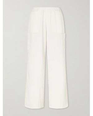 La Ligne Crinkled-Satin Wide-Leg Cargo Pants - White