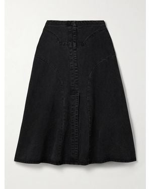 Sea Cornella Panelled Denim Midi Skirt - Black