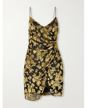 Balmain Gathered Velvet-Jacquard Mini Dress - White