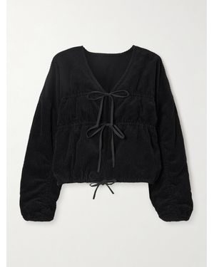 Deiji Studios Reversible Tie-Front Quilted Organic Cotton-Corduroy Jacket - Black