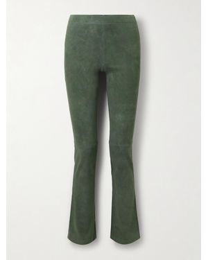 Stouls Jp Panelled Suede Flared Trousers - Green