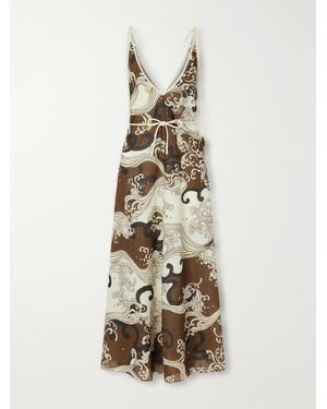 ALÉMAIS Otis Printed Ramie Midi Dress - Natural
