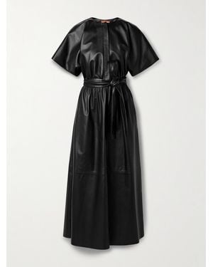 Altuzarra Paulina Belted Leather Midi Dress - Black