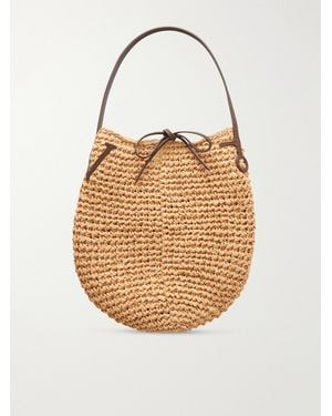 JW Anderson Bulb Leather-Trimmed Raffia Shoulder Bag - Natural