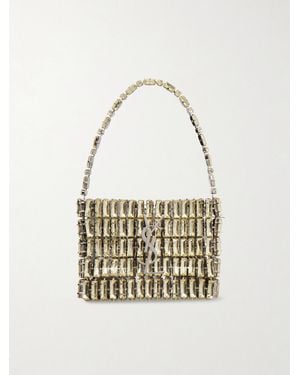 Saint Laurent Evening Micro Crystal-Embellished Chainmail Shoulder Bag - Metallic